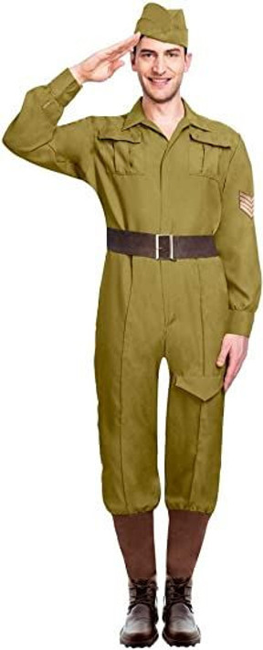 Adult Soldier Costume Set, Standard Size-2 Pcs, Green