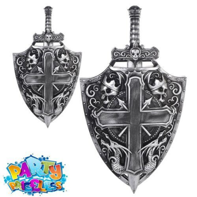 Crusader Sword and Shield Medieval Knight Fancy Dress Costume Accessory