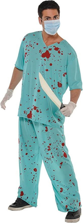 Unisex Adults Bloody Surgeon Scrubs Fancy Dress Costume