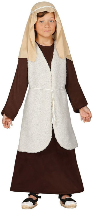 Boys Deluxe Long Brown Shepherd Fancy Dress Costume