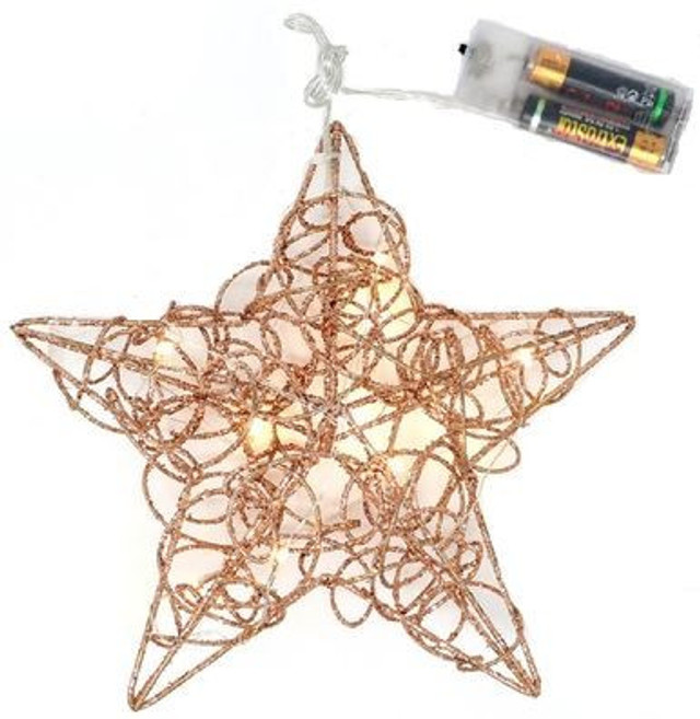 Copper Glittery  Light Up Christmas Star
