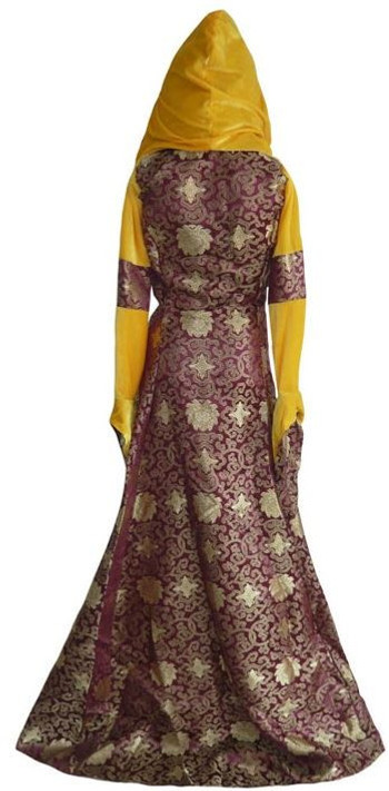 Ladies Burgundy/Gold Medieval Gown - One Size