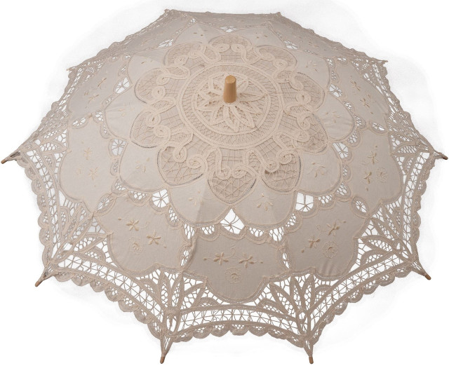 White Crocheted Parasol Umbrella