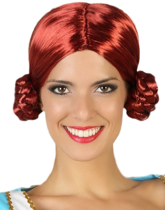Ladies Red Bavarian Bun Wig