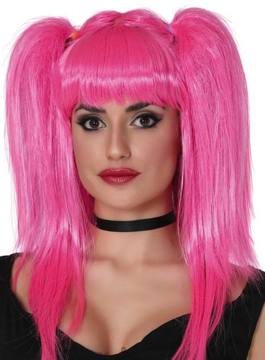 Ladies Pink Pigtails Wig