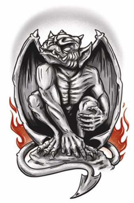 Temporary Tattoo Gothic - Gargoyle Tattoo Size: 3" X 4.75"