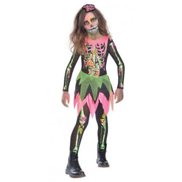 Kids Deadly Zombie Skeleton Girls Costume