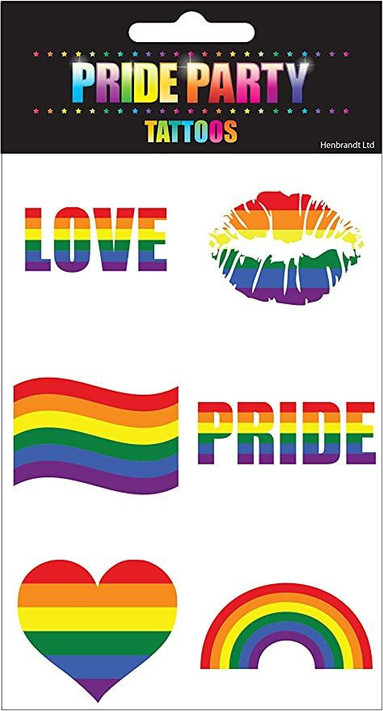 6x Pride Rainbow LGBTQ+ Temporary Tattoos (1 sheet)