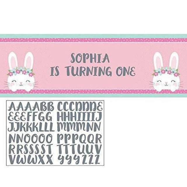 Bunny 1st Birthday, Birthday or Baby Shower Party Supplies Party Banner