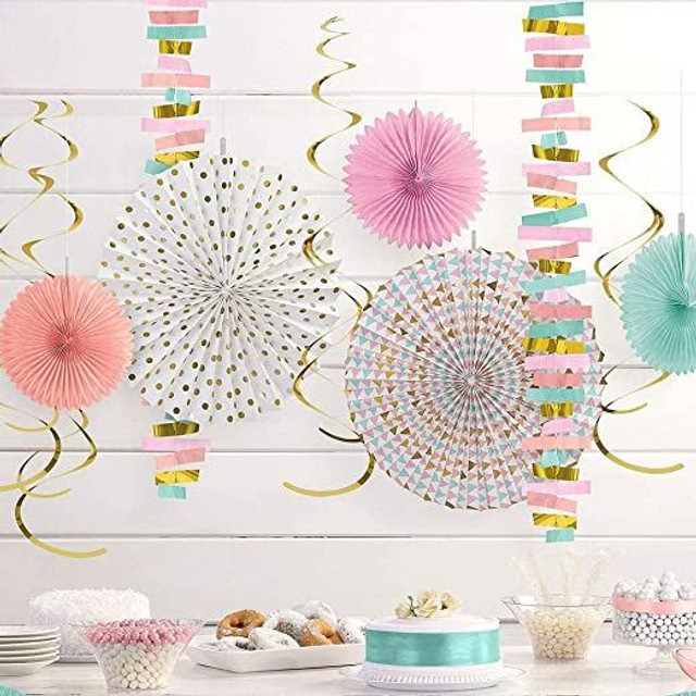 Pastel and Gold Hanging Room Decoration Kit-1 Pc