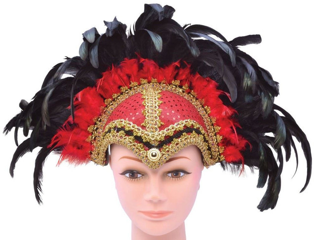 Red Brazilian Dancer Feather Headdress One Size