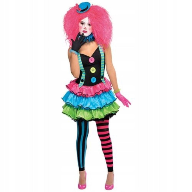 Girls Neon Clown Costume