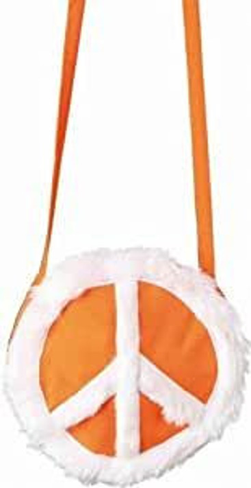 Handbag peace sign orange-white ladies one size