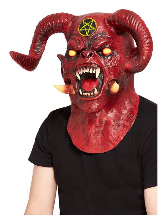 Deluxe Satanic Devil Overhead & Neck Mask, Latex