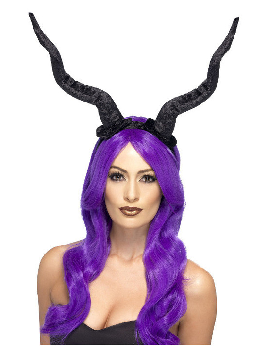 Demon Horns Headband, Black