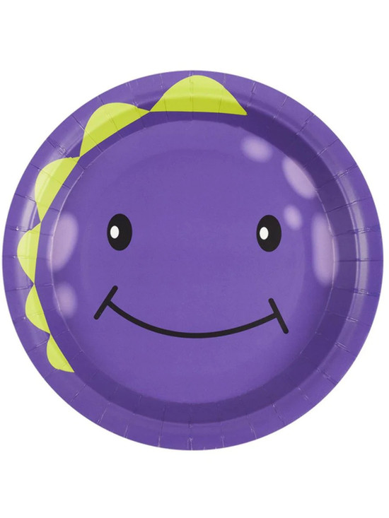 Monster Tableware, Party Plates, Purple x8, Plastic Free