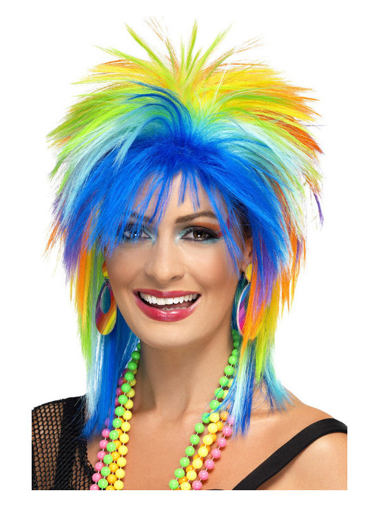 80s Rainbow Punk Wig, Multi-Coloured