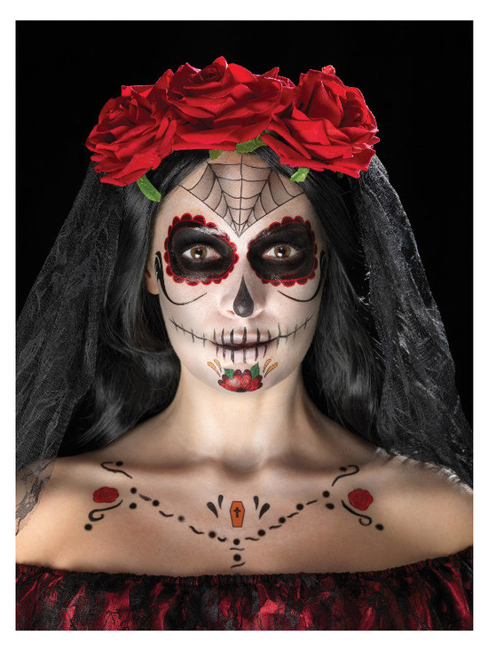 Smiffys Make-Up FX, Day of the Dead Kit, Aqua, Red