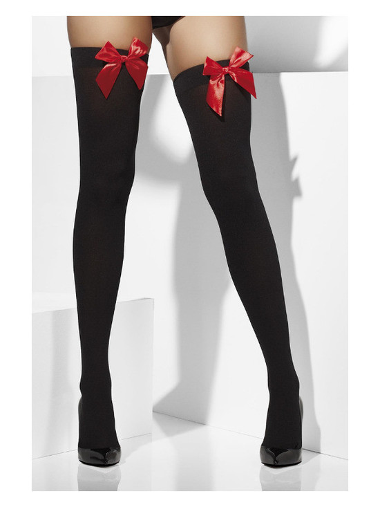 Opaque Hold-Ups, Black with Red Bows