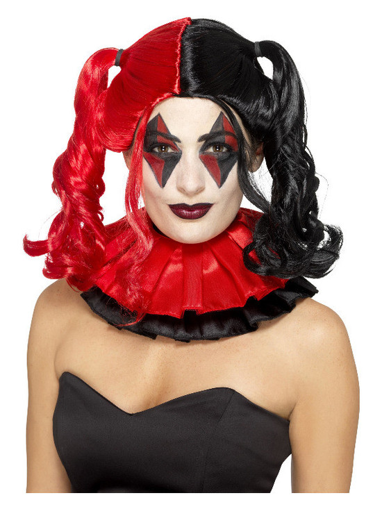 Twisted Harlequin Wig, Black & Red