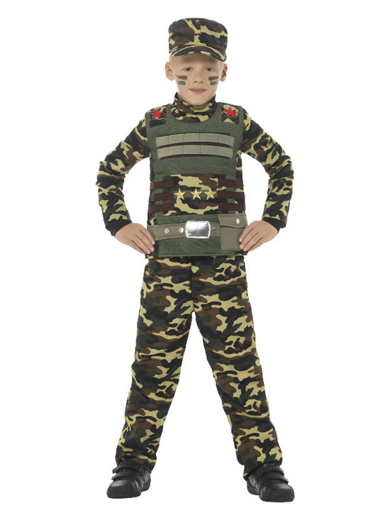 Camouflage Military Boy Costume, Green