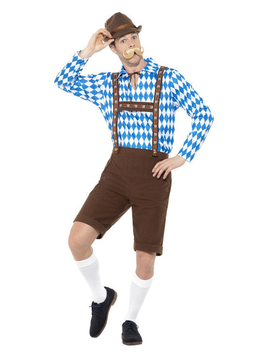 Bavarian Beer Man Costume, Blue & Brown