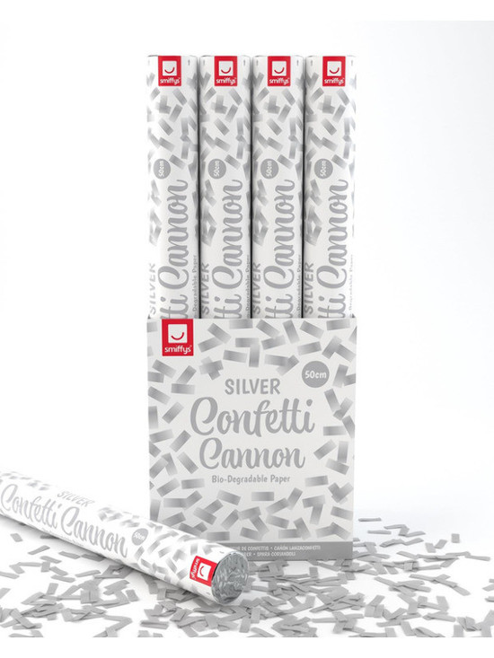 50cm Confetti Cannon, Silver, DB of 12