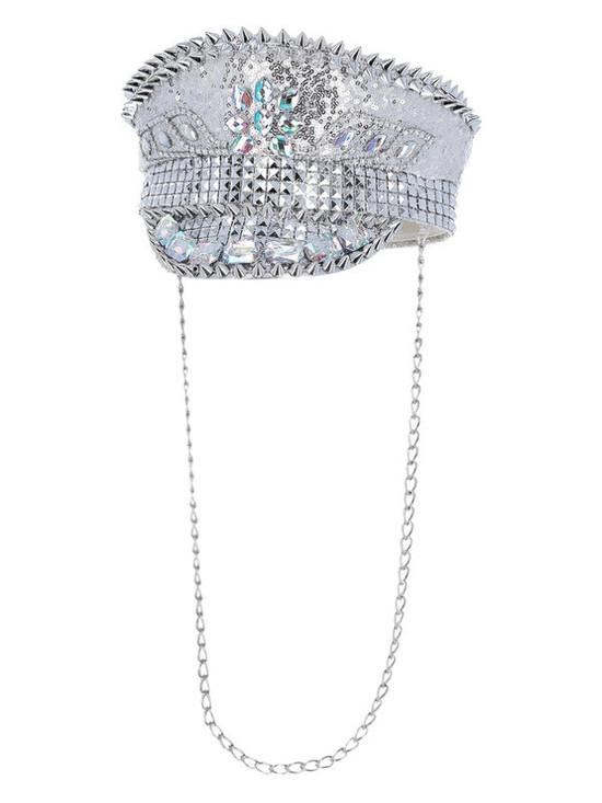 Fever Deluxe Sequin Studded Captains Hat, Spikes