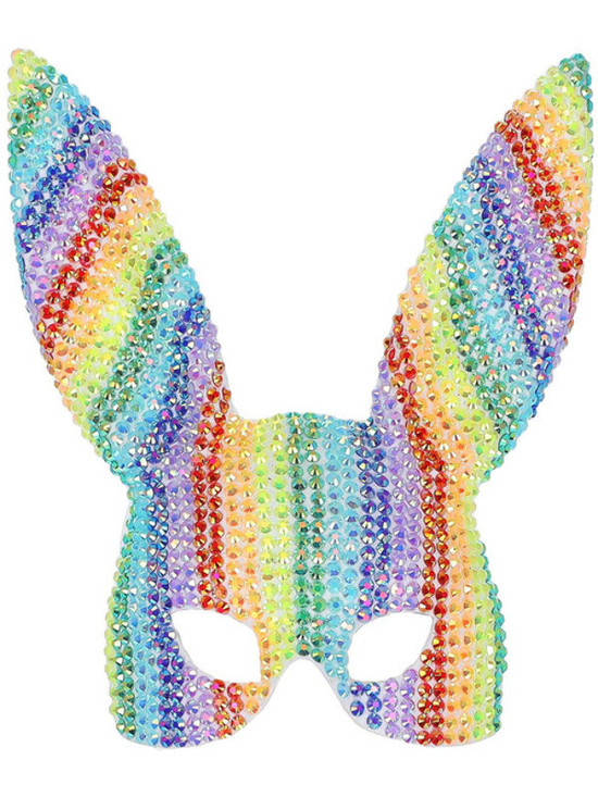 Fever Deluxe Rainbow Jewel Studded Bunny Mask