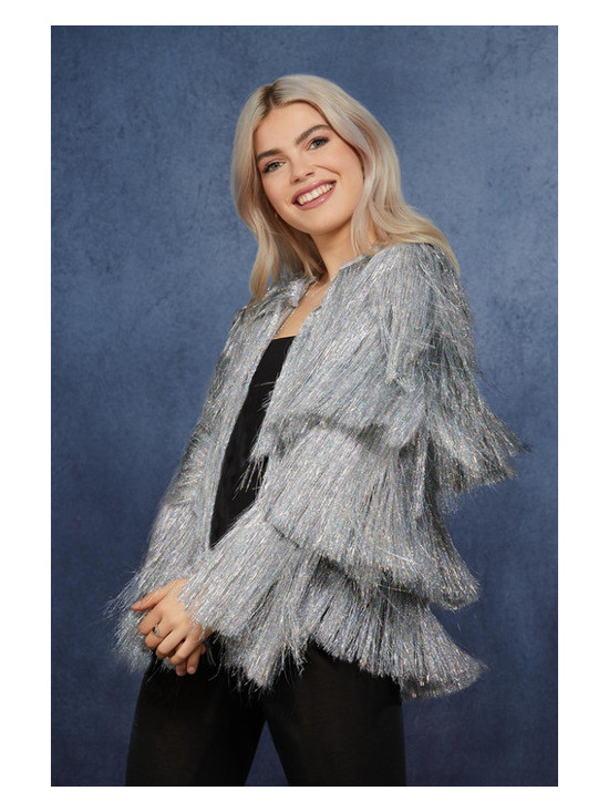 Fever Tinsel Festival Jacket, Silver