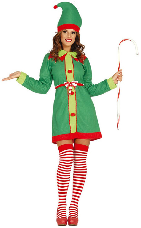 Ladies North Pole Elf Fancy Dress Costume