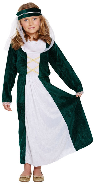 Girls Medieval Maiden Fancy Dress Costume