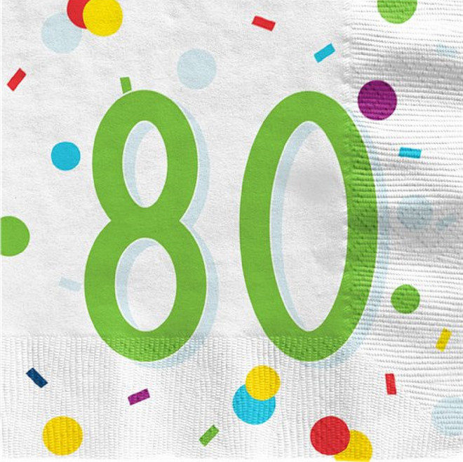 80th Birthday Confetti Party Napkins