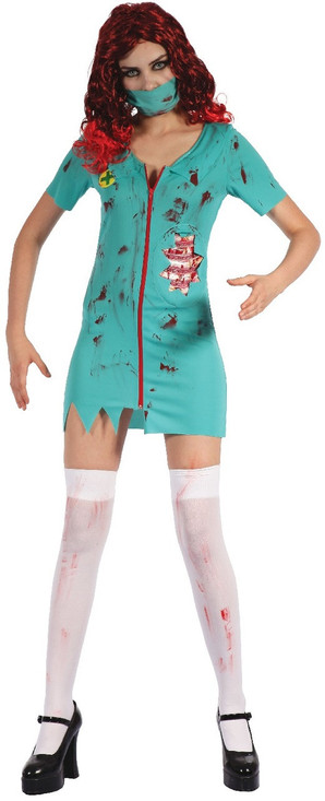 Ladies Zombie Surgeon Fancy Dress Costume