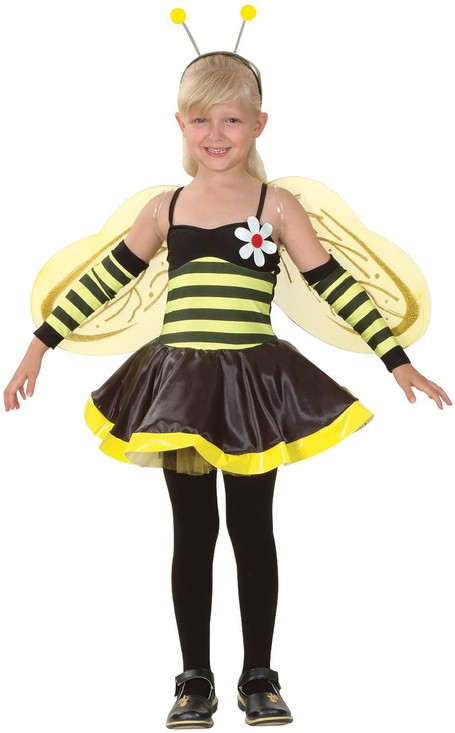 Girls 4 Piece Bumble Bee Fancy Dress Costume