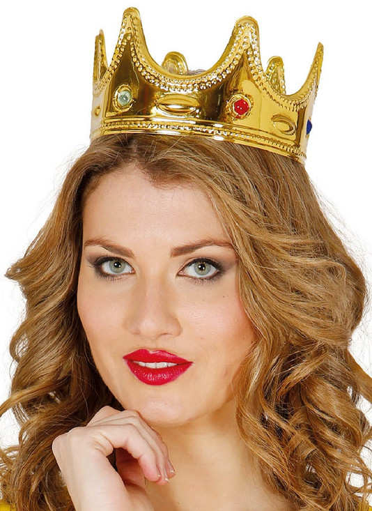 Ladies Gold Fancy Dress Royal Crown