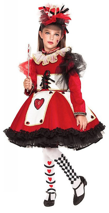 Girls Premium Queen of Hearts Fancy Dress Costume