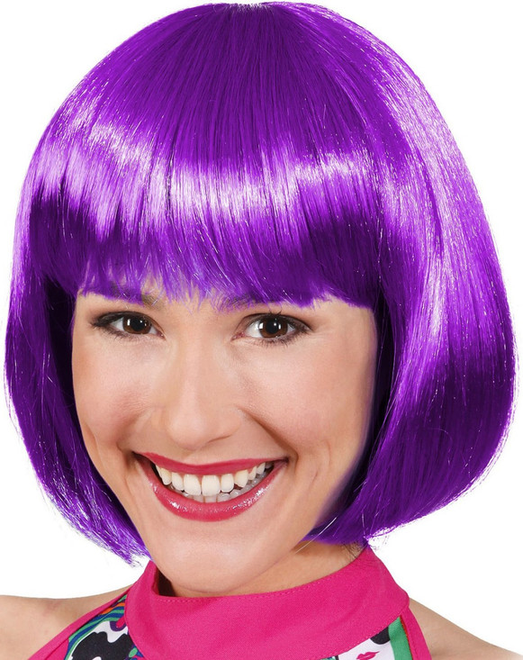 Ladies Straight Bright Purple Bob Wig