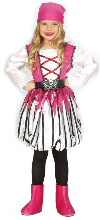 Girls Pink Pirate Fancy Dress Costume 2