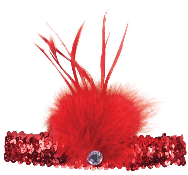 Ladies Red Sequinned Flapper Hairband