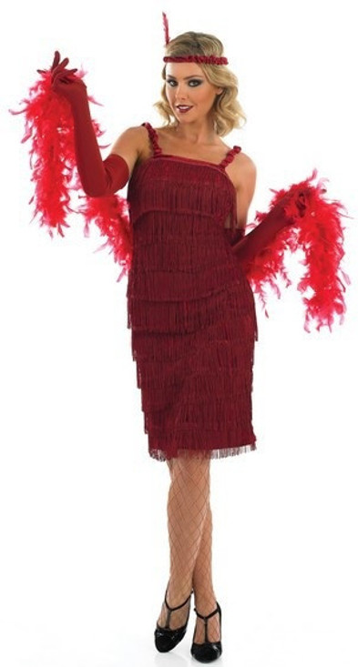 Ladies Red Flapper Fancy Dress Costume 2