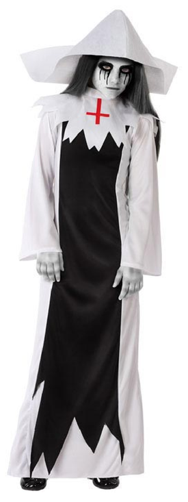 Girls Ghost Nun Fancy Dress Costume