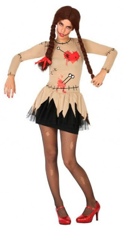 Ladies Sexy Voodoo Doll Fancy Dress Costume