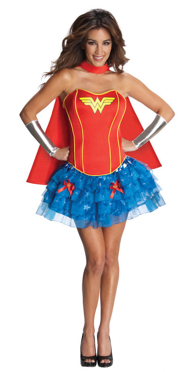 Ladies Wonder Woman Corset Tutu Fancy Dress Costume