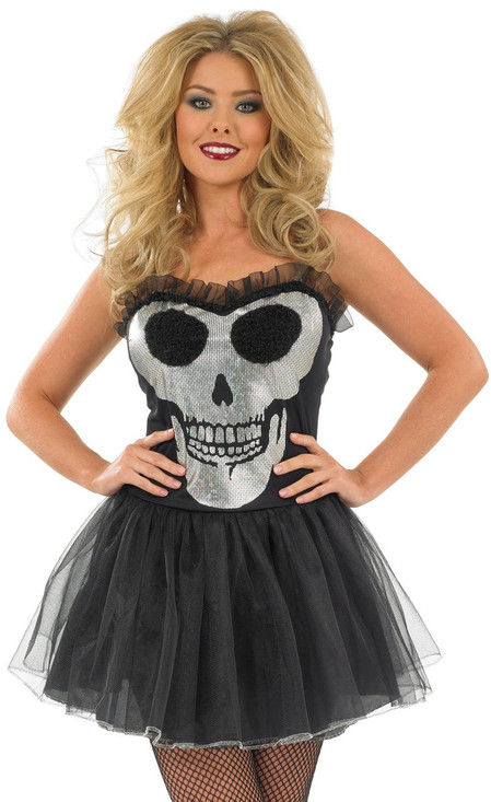 Ladies Glitzy Skull Fancy Dress Costume