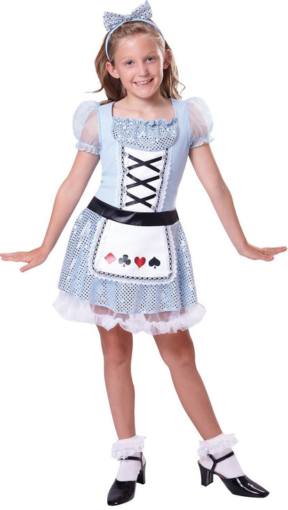 Girls Sequin Alice Fancy Dress Costume