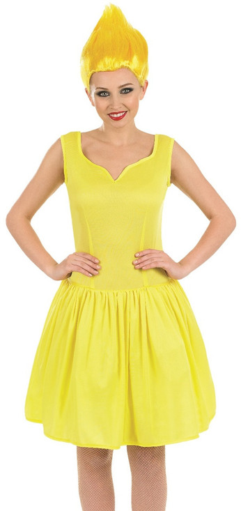 Ladies Yellow Neon Pixie Fancy Dress Costume