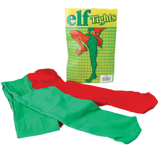Adult Red/Green Elf Tights