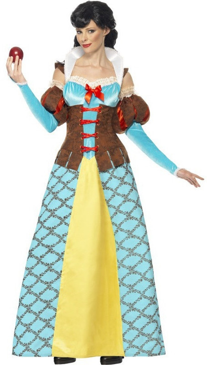 Ladies Long Length Snow White Fancy Dress Costume
