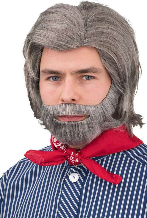 Mens Grey Wig & Beard Fancy Dress Kit